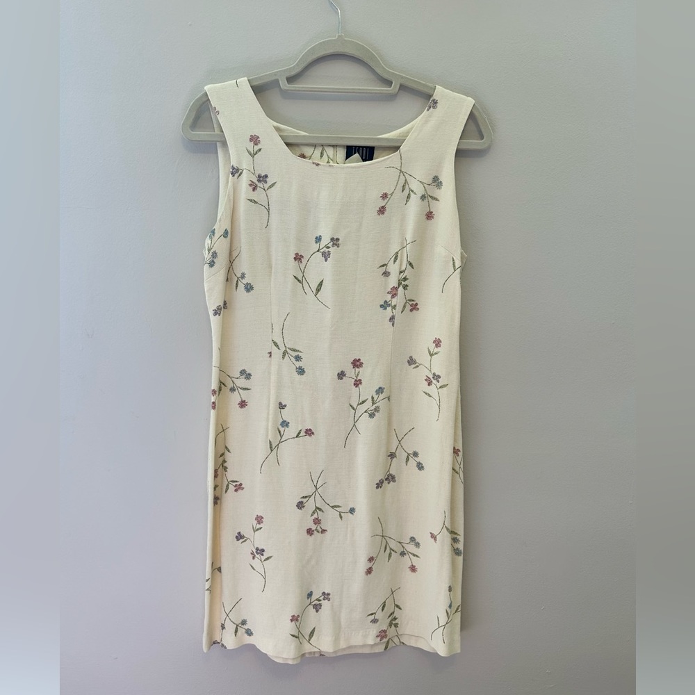 Pale Yellow Vintage Square Neck Mini Dress